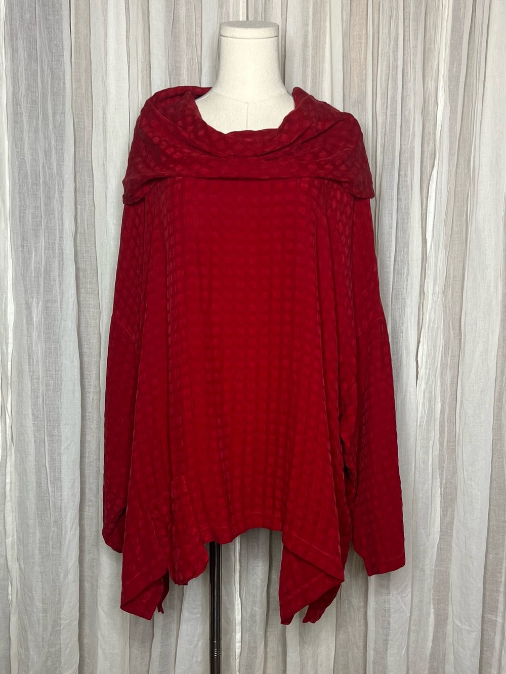 Tianello Red Cowl Neck Blouse